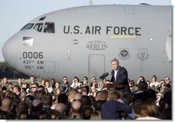 President George W. Bush address military personnel and their families at Charleston Air Force Base in Charleston, South Carolina on Saturday October 28, 2006. White House photo by Paul Morse